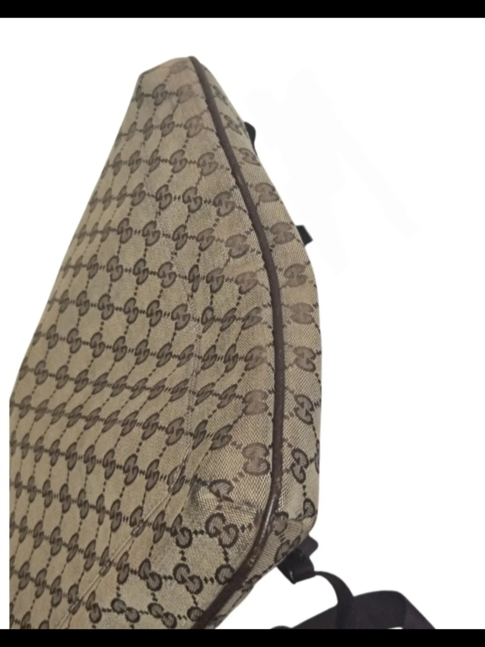 Gucci Beige GG Supreme Messenger Bag with Brown Trim